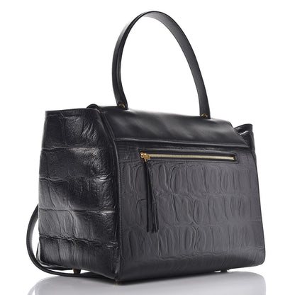 Celine Calfskin Crocodile Embossed Small Belt Bag Black 3 of 10