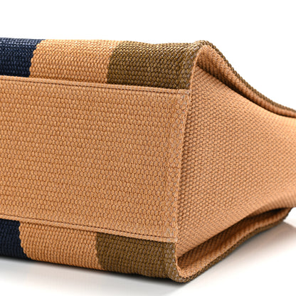 Chanel Straw Raffia Calfskin Striped Large Deauville Tote Khaki Beige Navy Blue 11 of 11