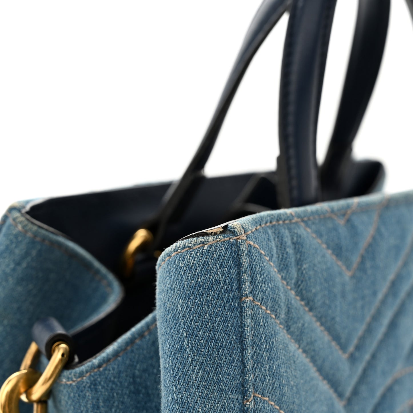 Denim Matelasse Small Pearly GG Marmont Tote Blue