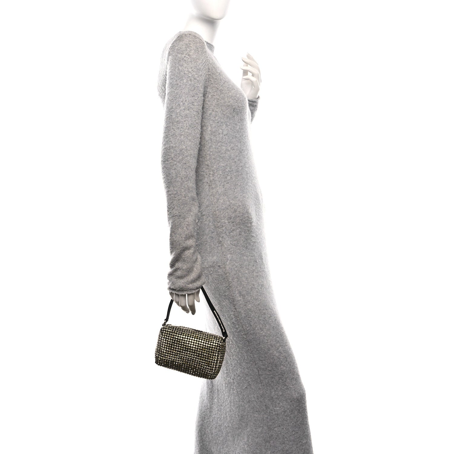 Alexander Wang Mesh Crystal Rhinestone Mini Heiress Pouch Porcelain 2 of 11