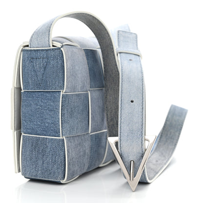 Bottega Veneta Calfskin Denim Print Maxi Intreccio Cassette Crossbody Bag Blue 3 of 11