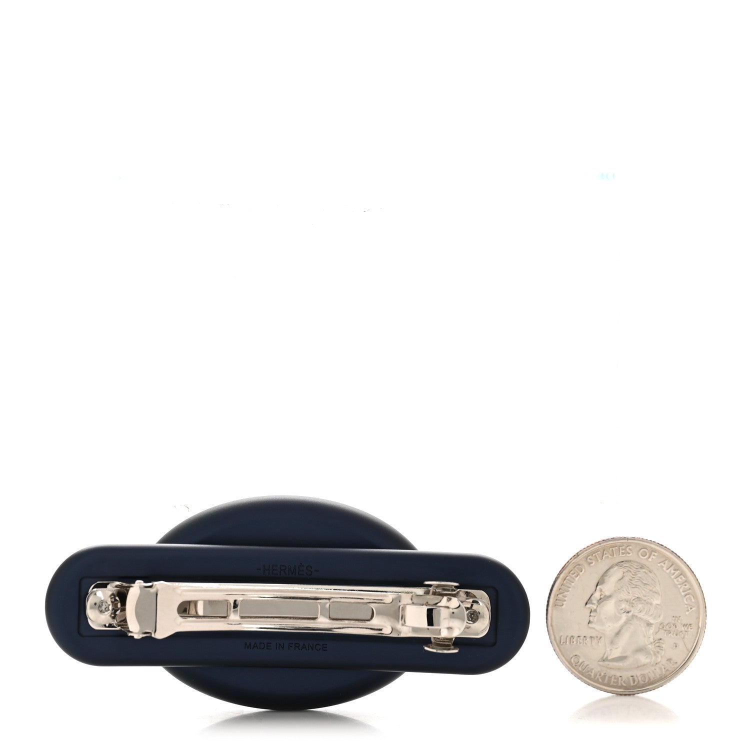 Hermes Matte Aluminum Tri Maillon PM Hair Clip Navy 2 of 3