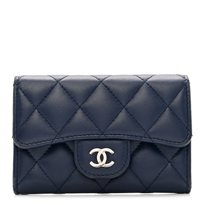 Chanel Lambskin Quilted Flap Card Holder Wallet Navy 1 of 10