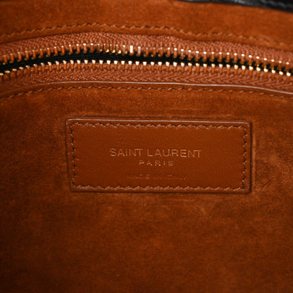 Saint Laurent Calfskin Crocodile Embossed Le 5 A 7 Hobo Black 6 of 11
