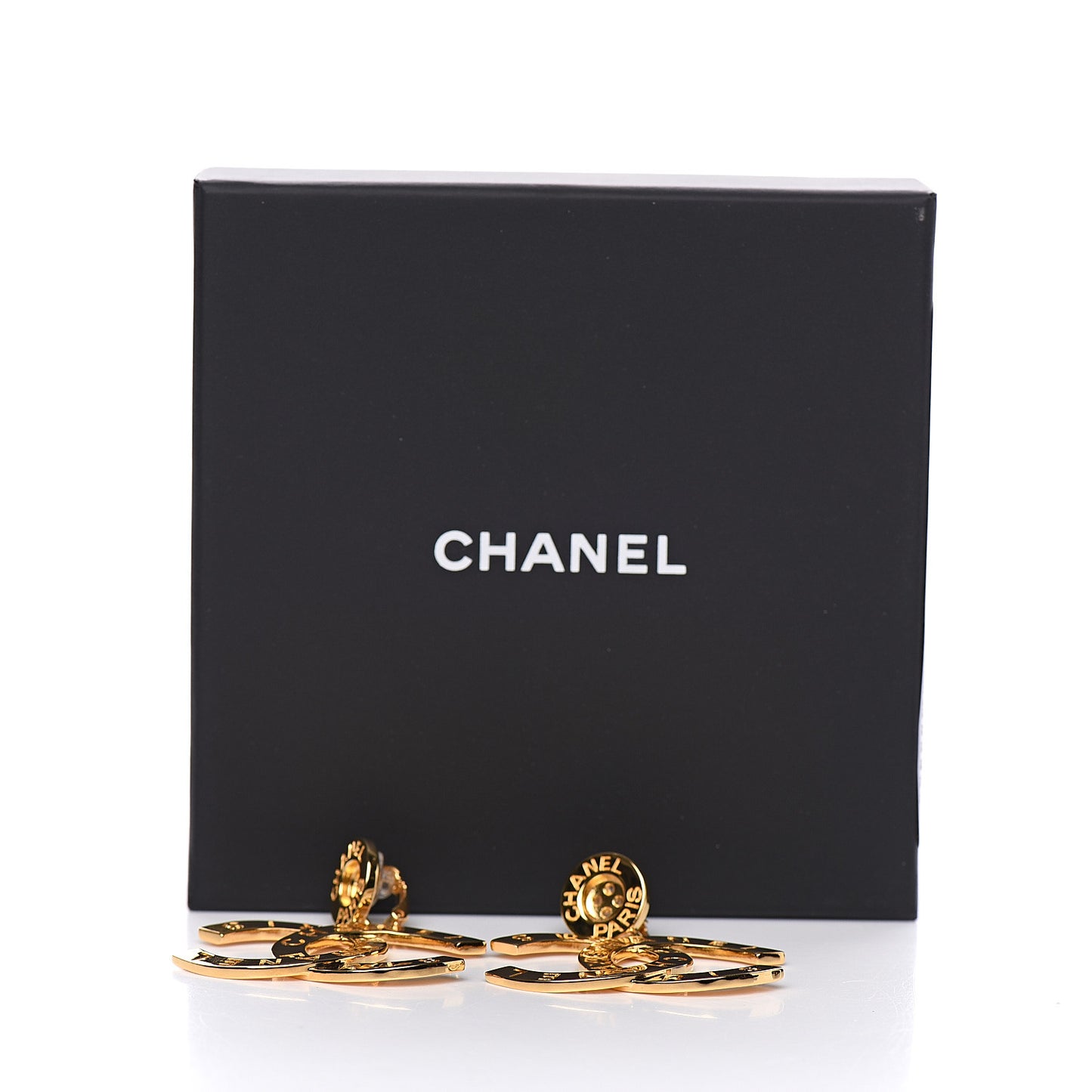 Metal Large Paris Button Clip On Earrings Gold