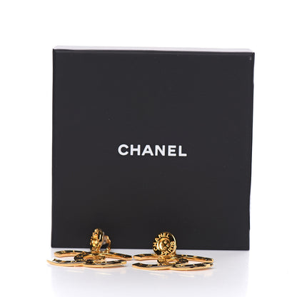 Chanel Metal Large Paris Button Clip On Earrings Gold 4 of 4