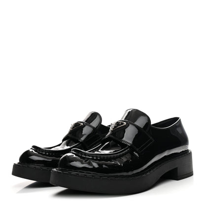Prada Vernice Triangle 50mm Loafers 38.5 Black 4 of 9