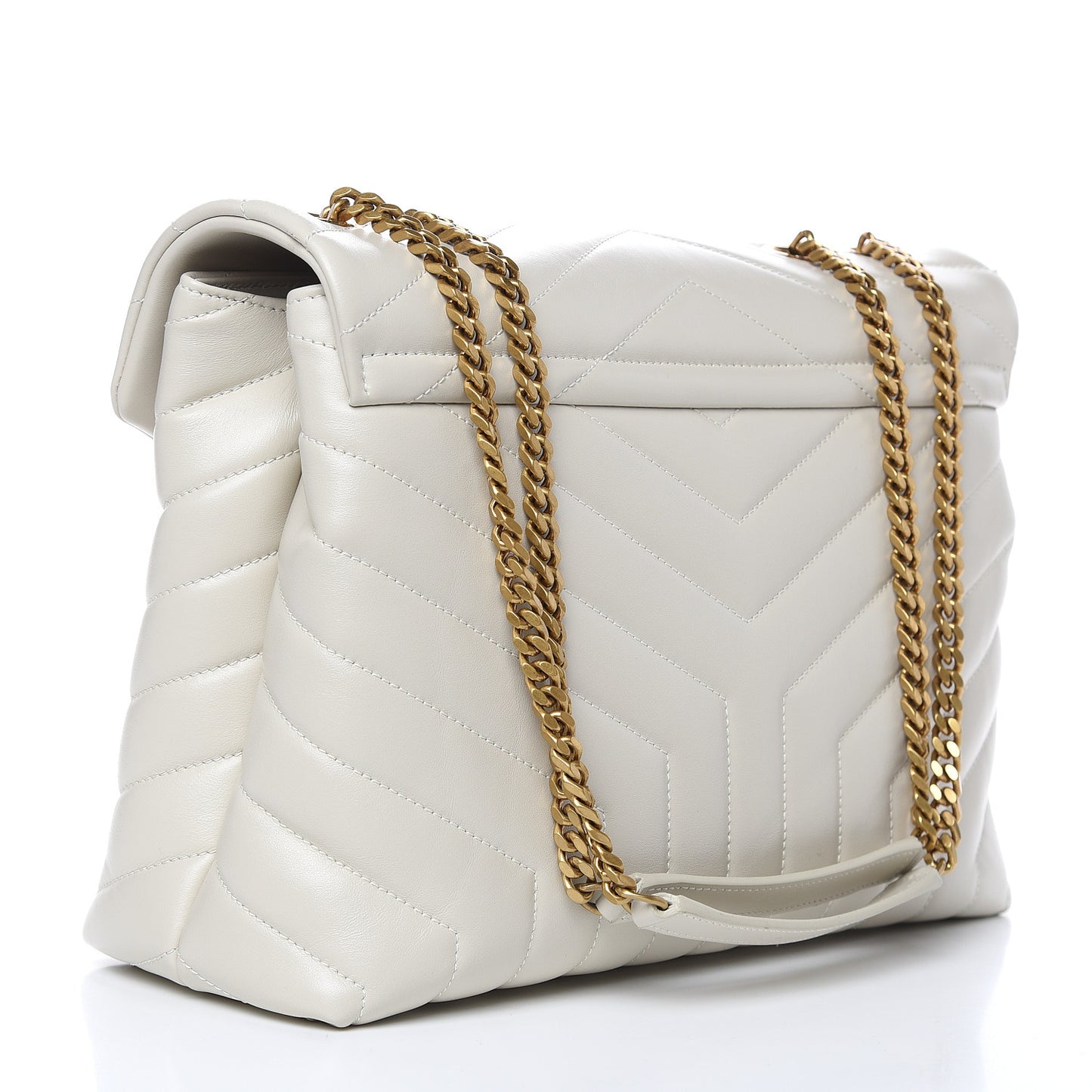 Calfskin Y Quilted Monogram Medium Loulou Chain Satchel Crema Soft