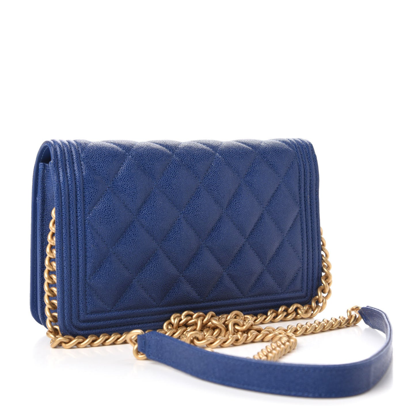 Caviar Quilted Boy Wallet On Chain WOC Blue