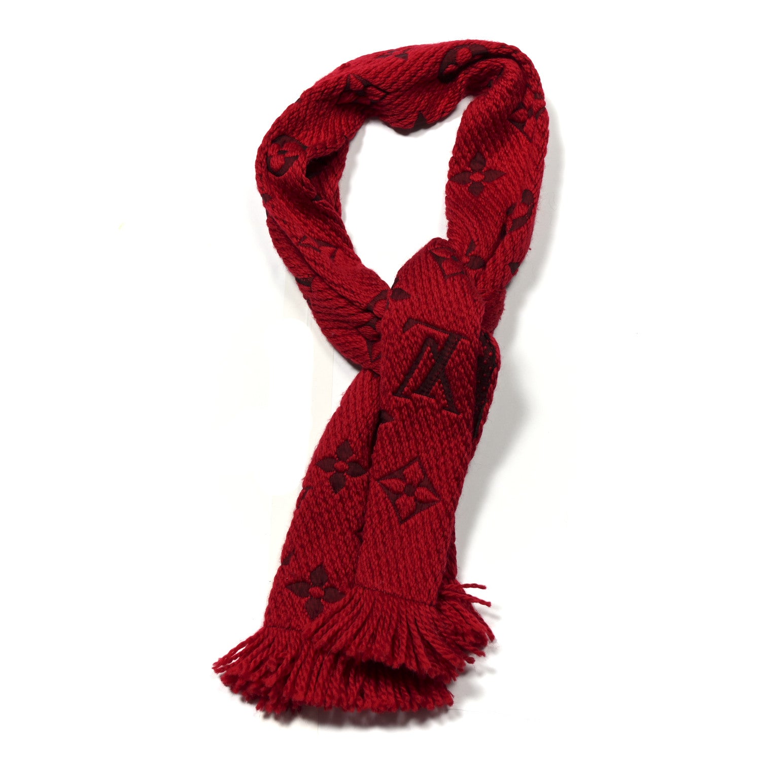 Louis Vuitton Wool Silk Logomania Scarf Rubis 1 of 5