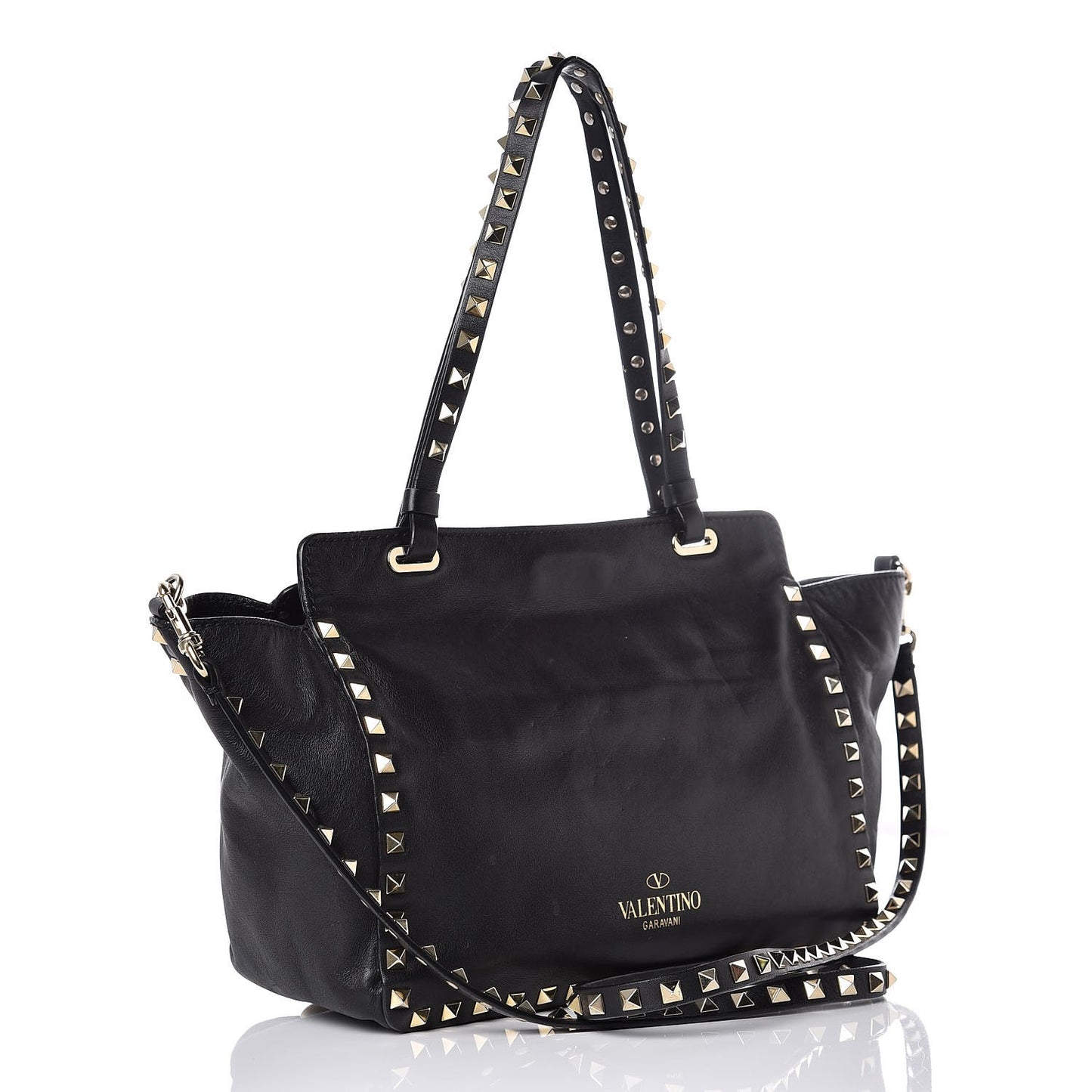 Vitello Small Rockstud Tote Black