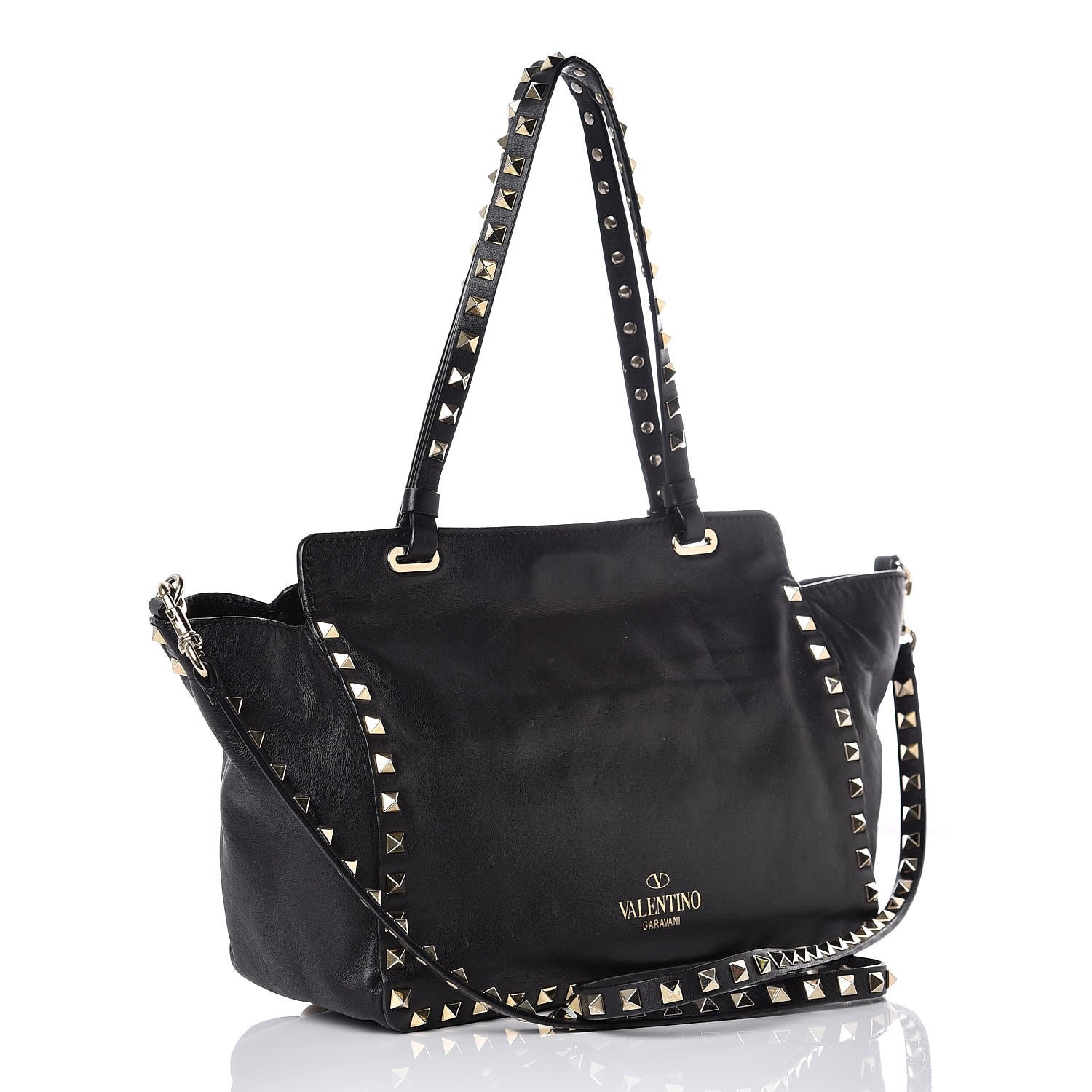 Valentino Garavani Vitello Small Rockstud Tote Black 3 of 8