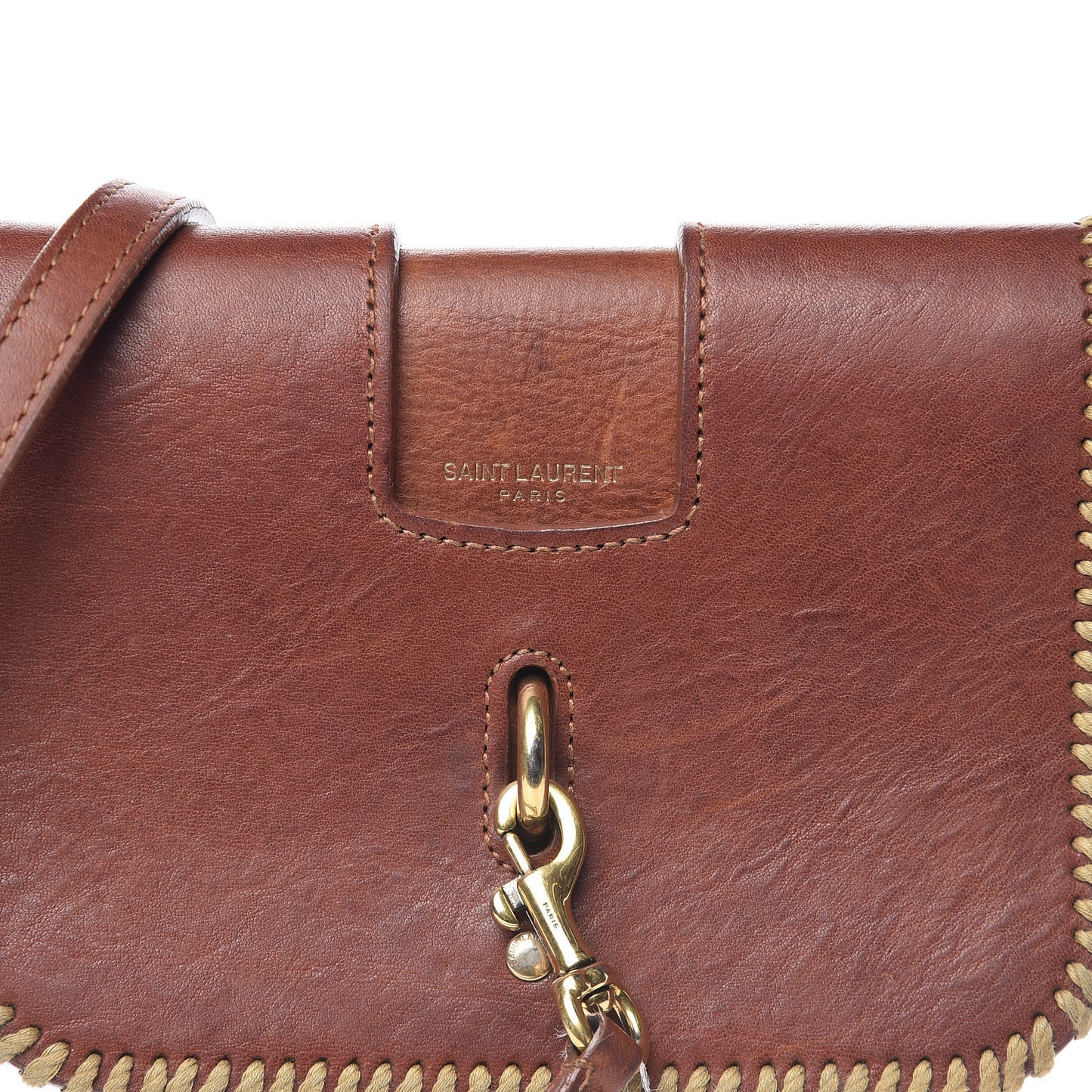 Calfskin Whipstitch Toy Charlotte Messenger Bag Cognac