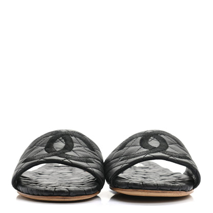 Chanel Lambskin Quilted Embroidered CC Mules Sandals 39.5 Black 2 of 9