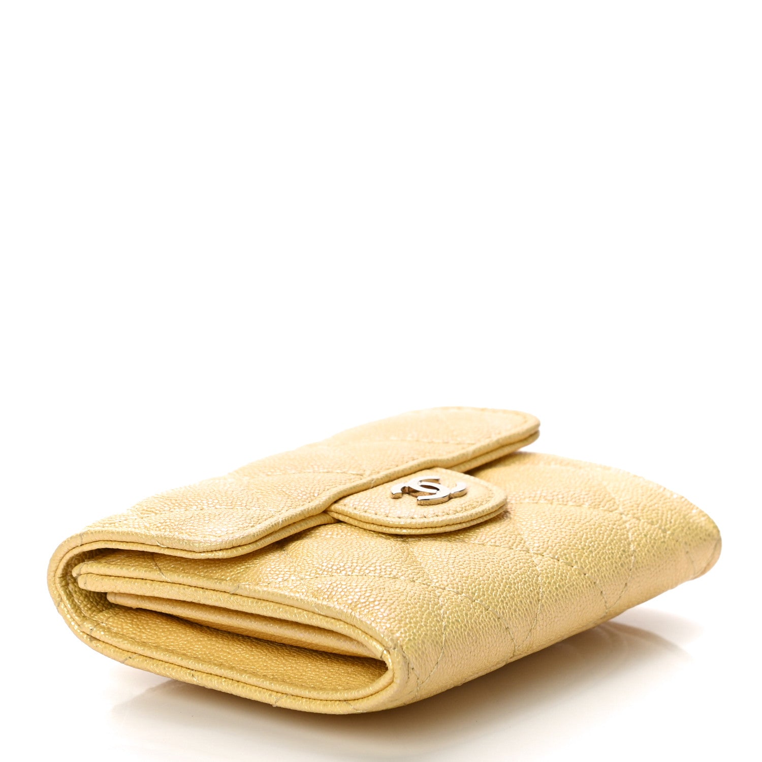 Chanel Iridescent Caviar Quilted Flap Card Holder Yellow 4 of 12