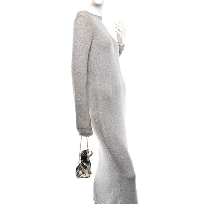 Judith Leiber Crystal Saddie Puppy Dog Minaudiere Clutch Jet Silver 2 of 11