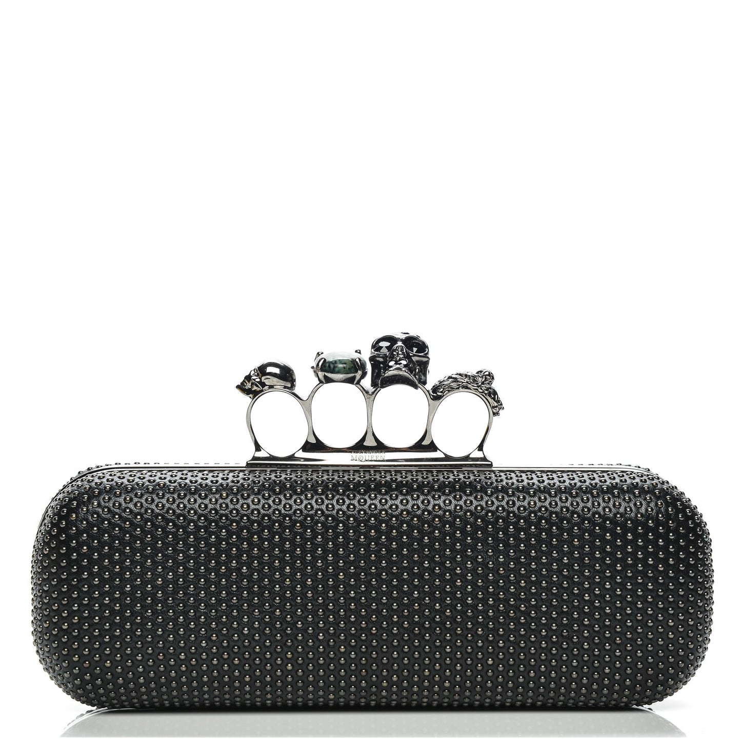 Studded Knucklebox Clutch Black