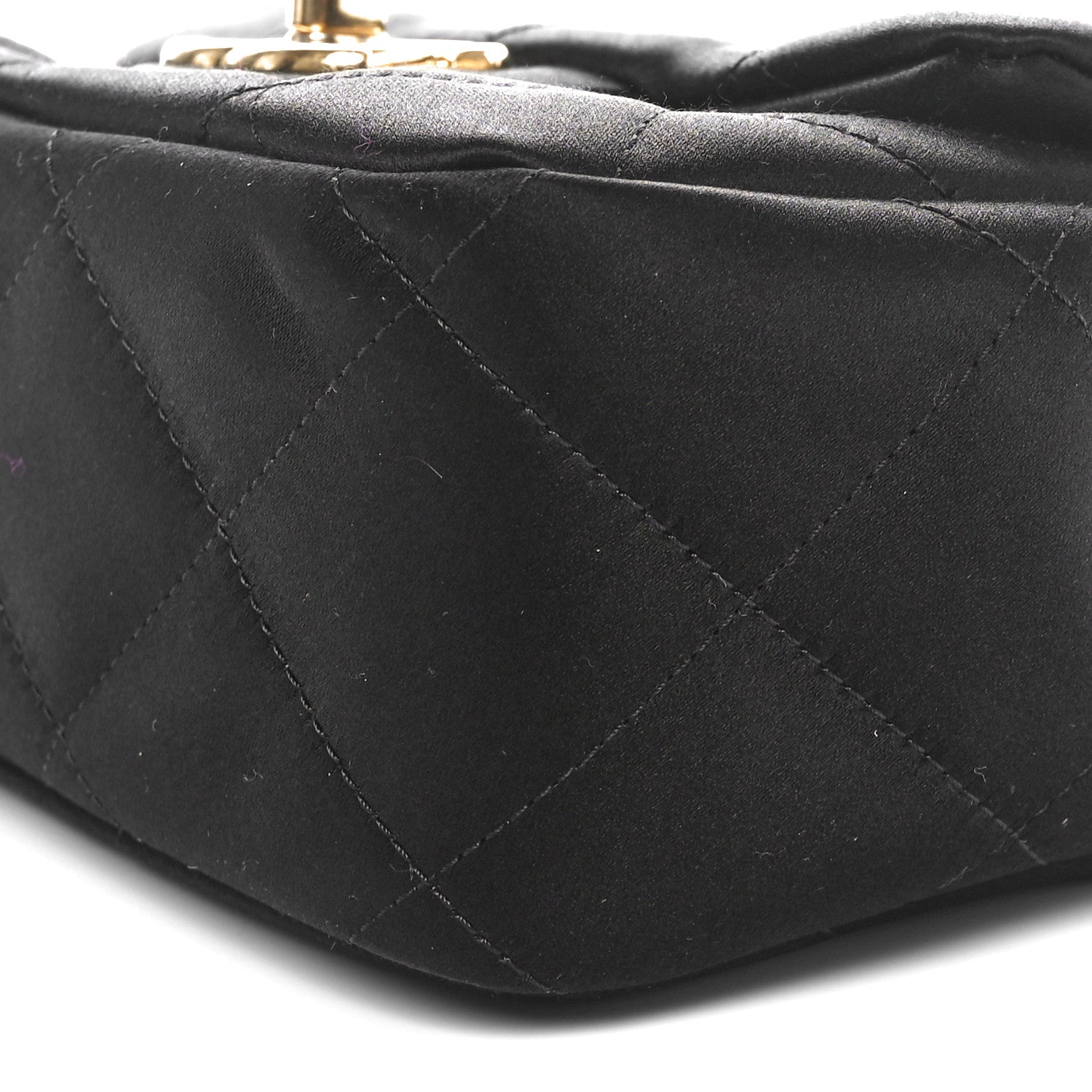 Chanel Satin Quilted Mini Logo Flap With Handle Black 10 of 11