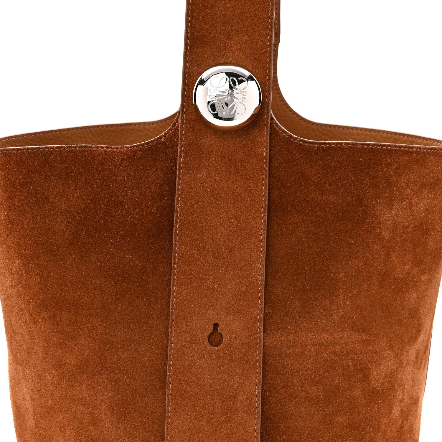 Loewe Suede Calfskin Medium Pebble Bucket Bag Tobacco 7 of 9