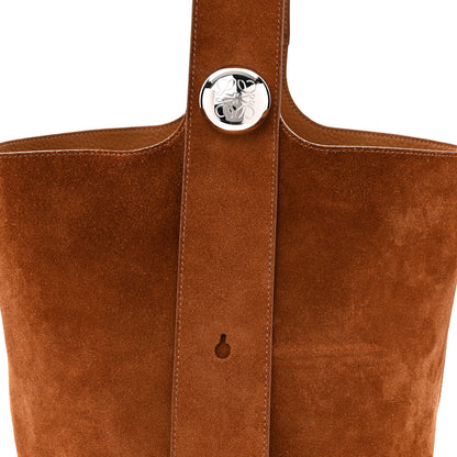 Loewe Suede Calfskin Medium Pebble Bucket Bag Tobacco 7 of 9