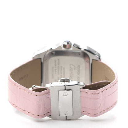 Cartier Stainless Steel Alligator 33mm Santos 100 Automatic Watch Pink 3 of 5