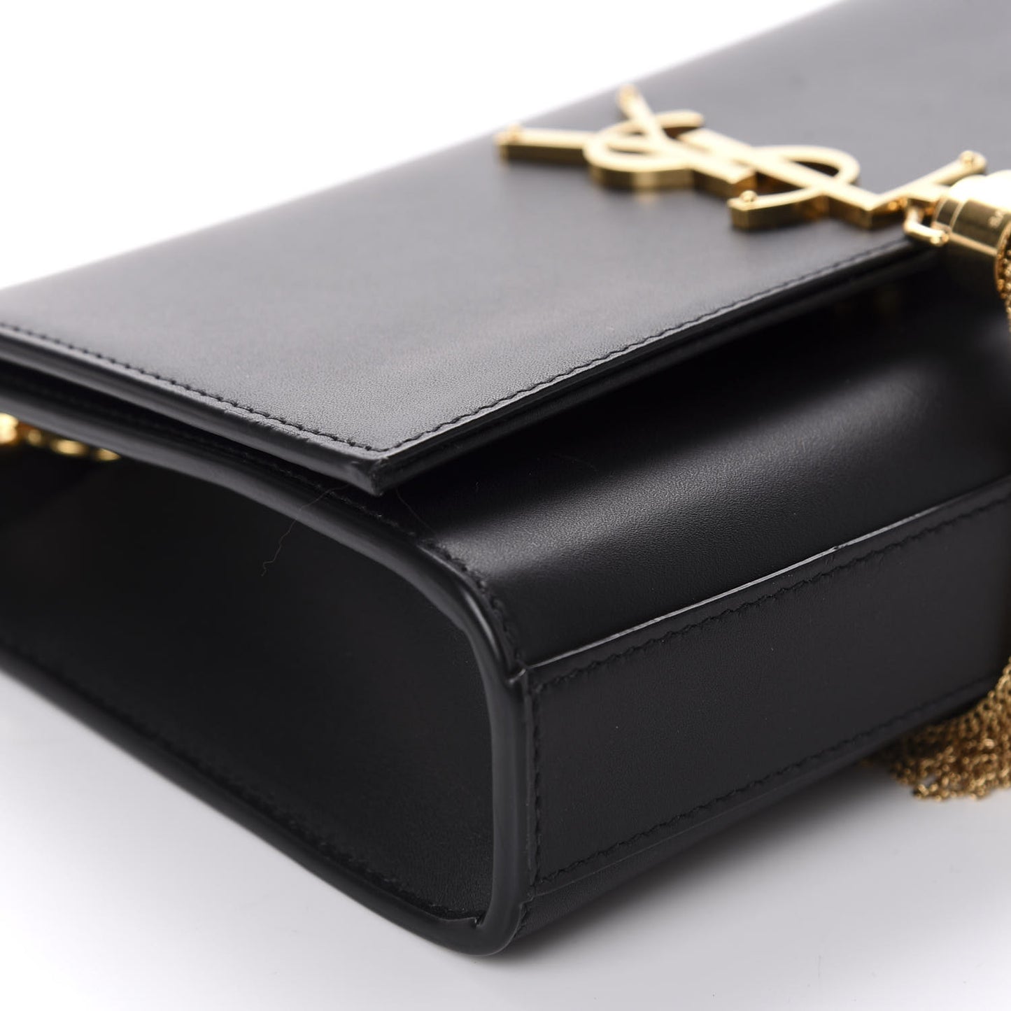 Smooth Calfskin Small Classic Monogram Kate Tassel Satchel Black