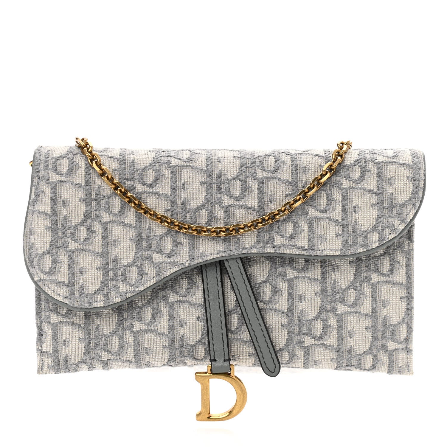 Christian Dior Oblique Saddle Chain Long Wallet Grey 3 of 11