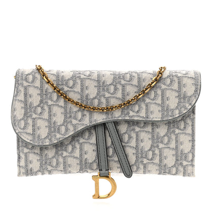 Christian Dior Oblique Saddle Chain Long Wallet Grey 3 of 11