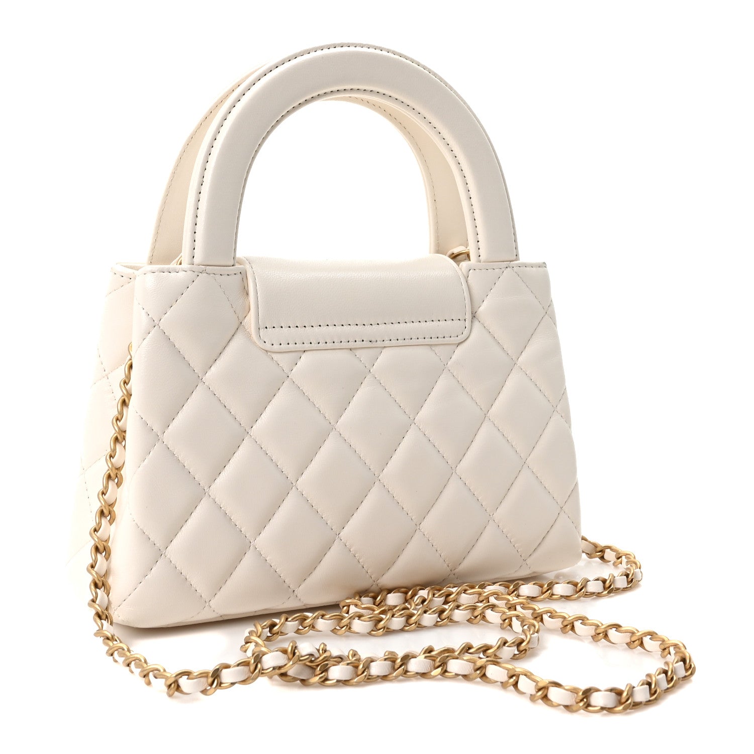 Chanel Shiny Aged Calfskin Quilted Nano Kelly Shopper White 2 of 10