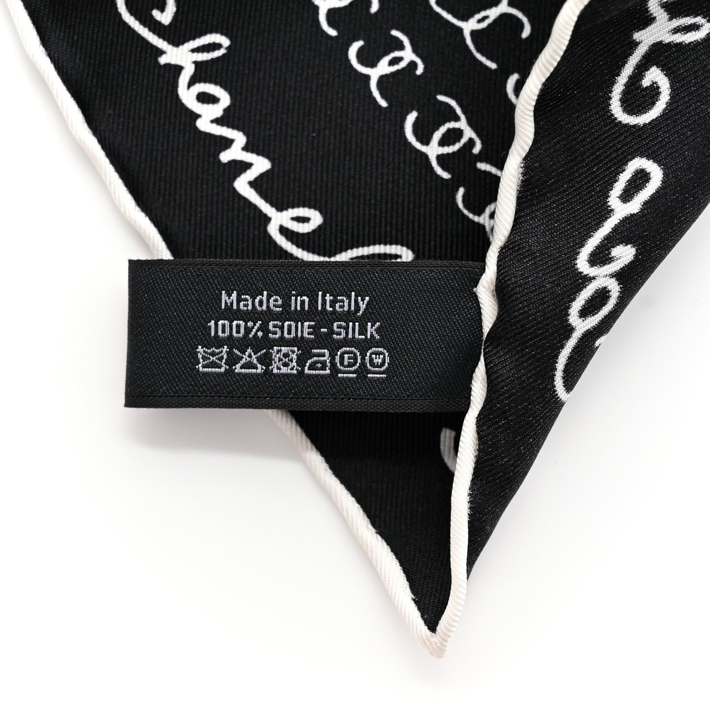Silk CC Twilly Hair Tie Black White