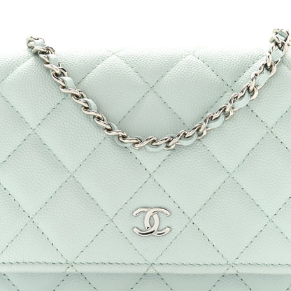 Chanel Caviar Quilted Wallet on Chain WOC Light Blue 8 of 12