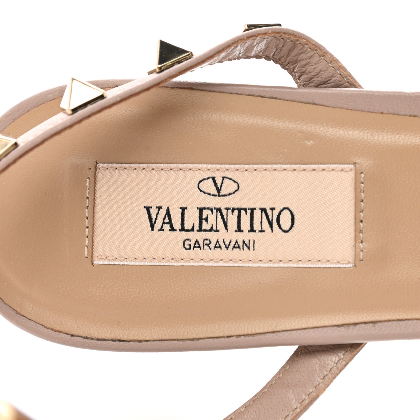 Calfskin Rockstud 35/75mm Platform Sandals 37.5 Poudre