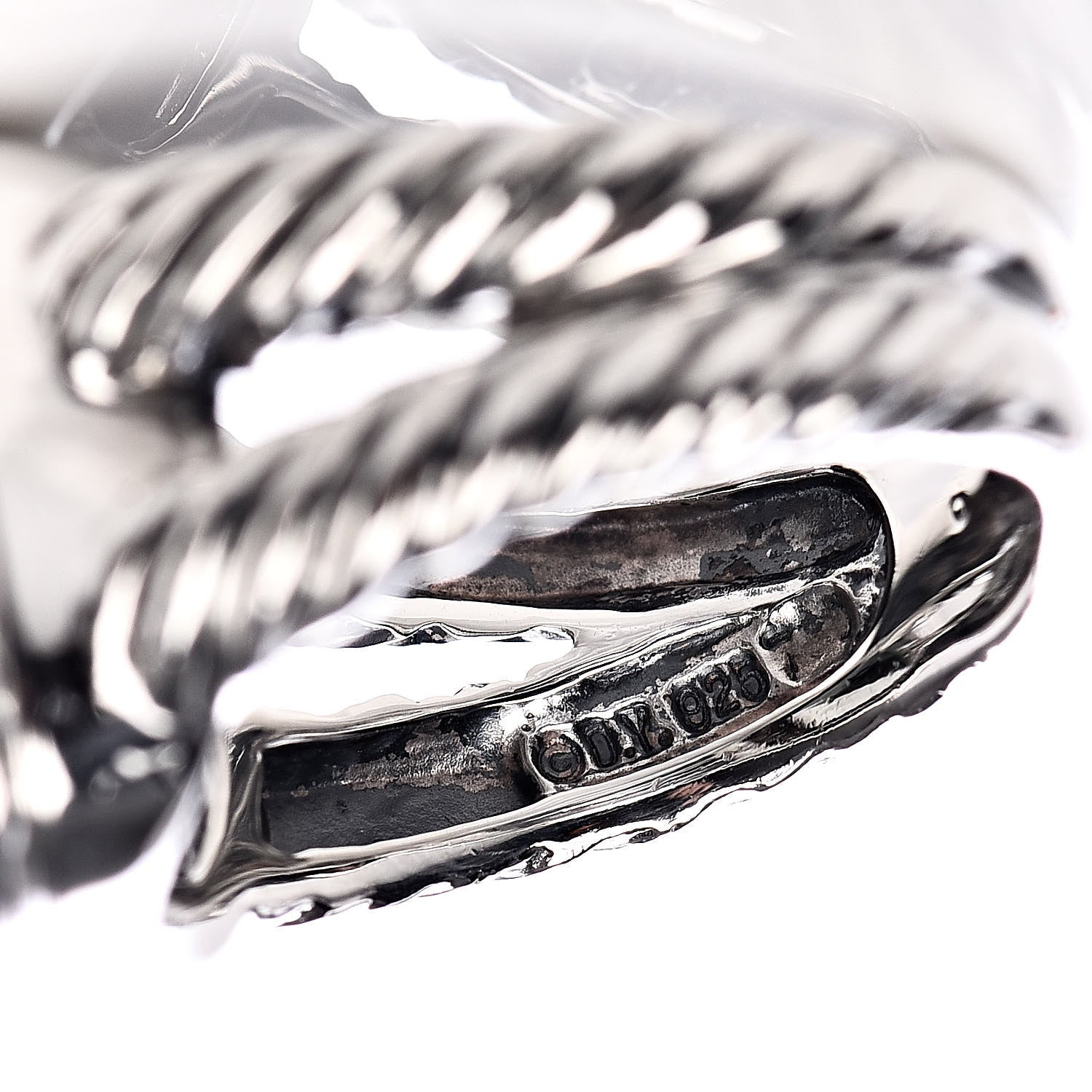David Yurman Sterling Silver Diamond Prasiolite 11mm Albion Ring 52 6 5 of 5