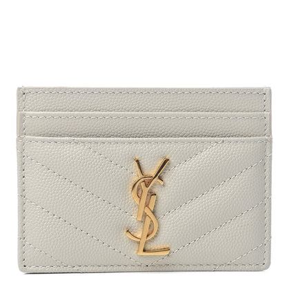 Saint Laurent Grain De Poudre Matelasse Chevron Monogram Credit Card Case Crema Soft 1 of 5
