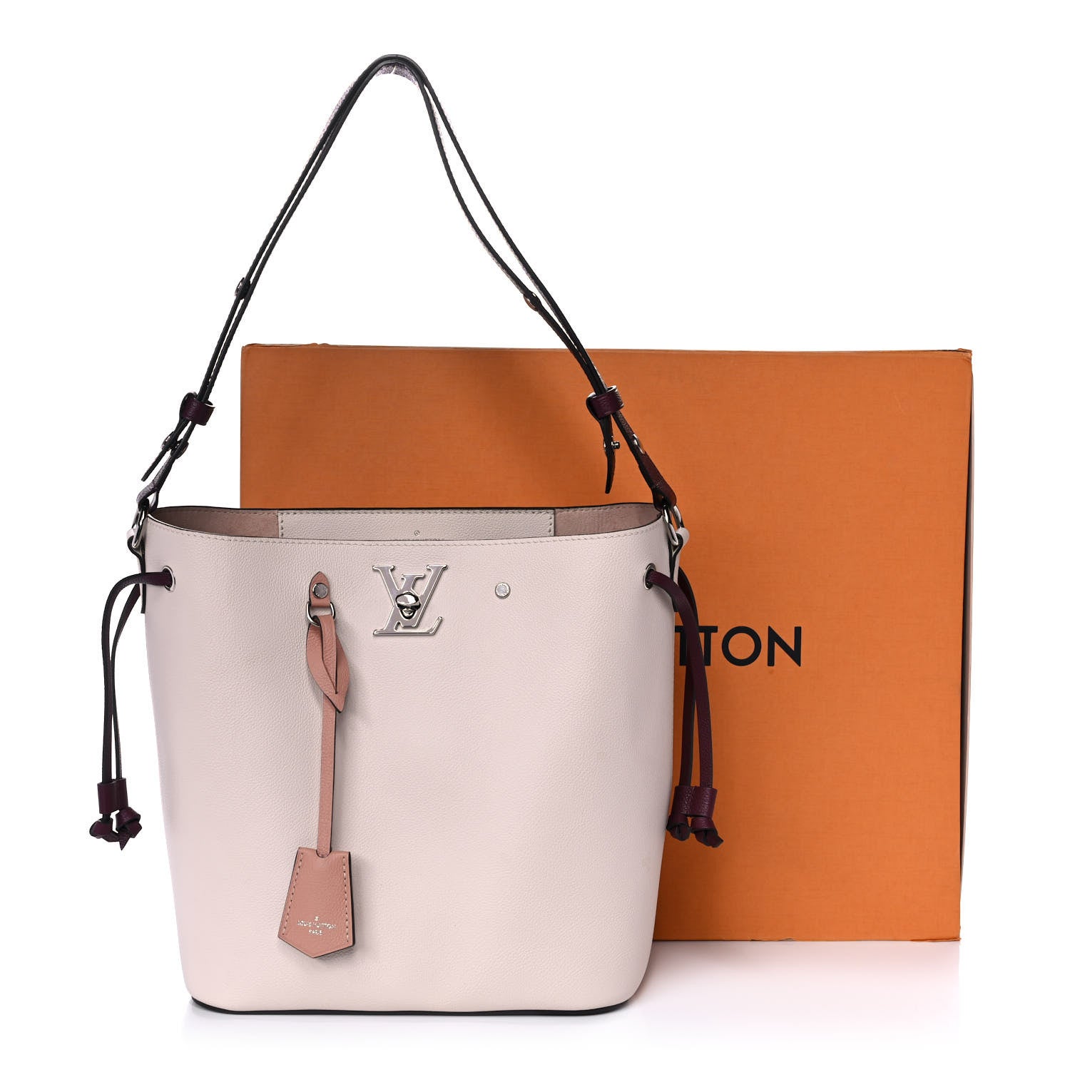 Louis Vuitton Calfskin Lockme Bucket Soie Quartz Calla 9 of 9