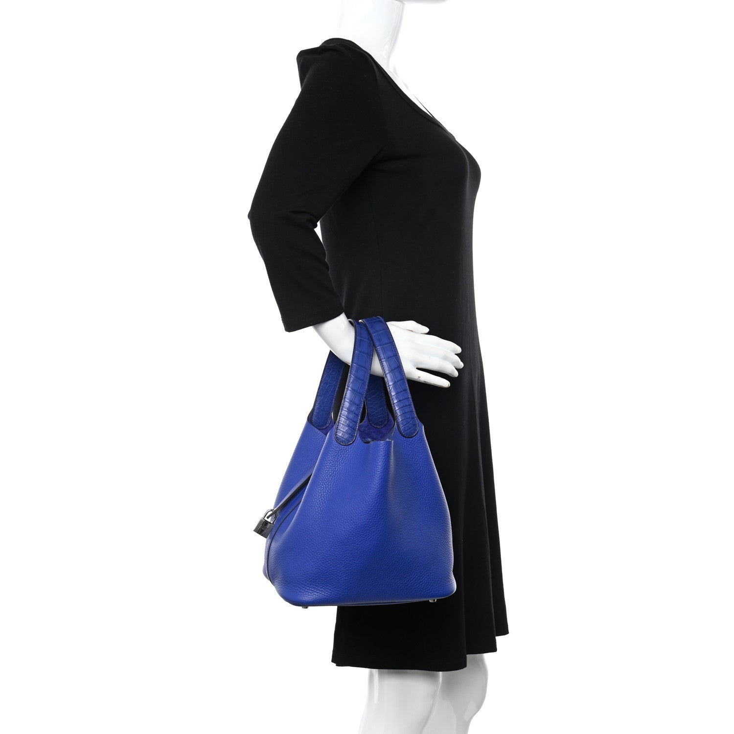 Hermes Taurillon Clemence Matte Alligator Picotin Lock Touch 22 MM Bleu Electrique 2 of 10