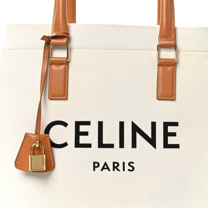 Celine Canvas Calfskin Logo Print Small Horizontal Cabas Natural Tan 8 of 10