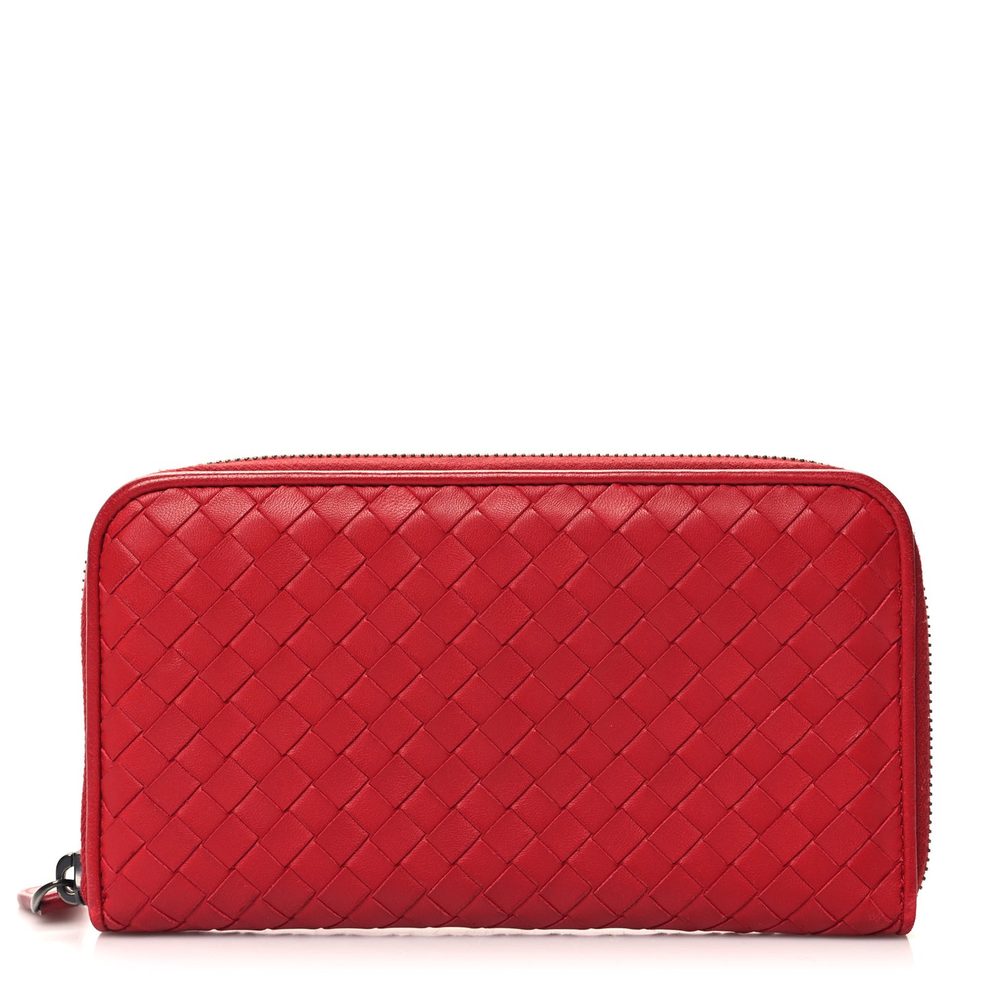 Nappa Intrecciato Zip Around Wallet Red