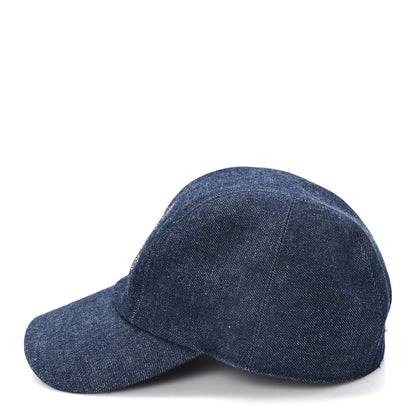 Hermes Denim Embroidered Davis Emile Hat 56 Indigo 4 of 9