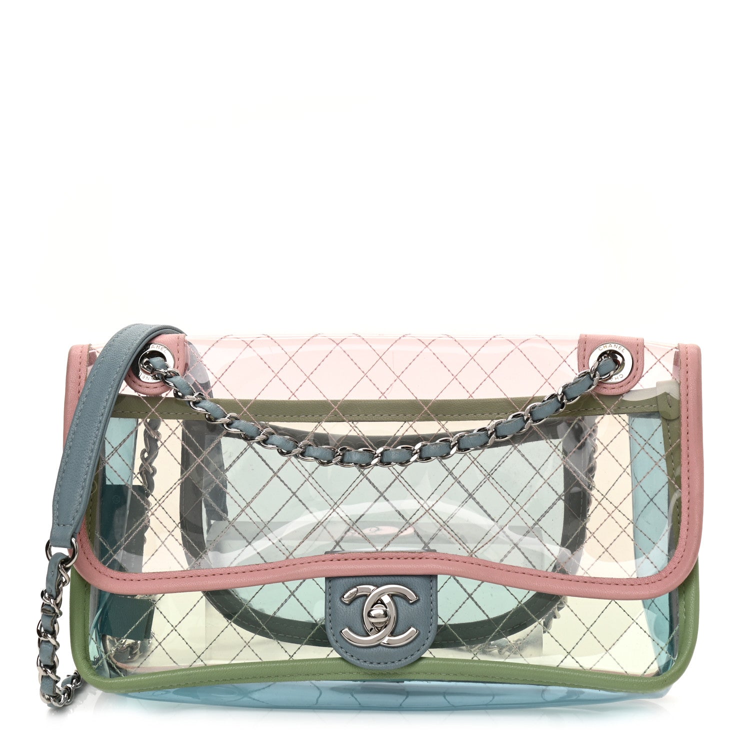 Chanel Lambskin PVC Quilted Medium Coco Splash Flap Blue Green 1 of 8