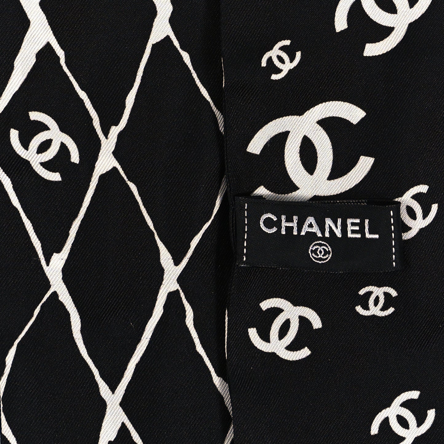 Silk CC Slim Bandeau Scarf Black White