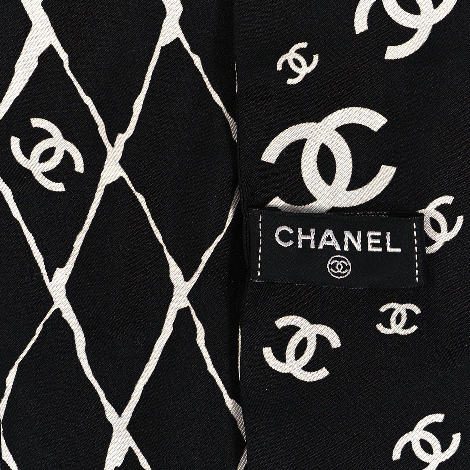 Chanel Silk CC Slim Bandeau Scarf Black White 3 of 5