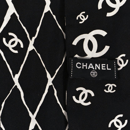 Chanel Silk CC Slim Bandeau Scarf Black White 3 of 5