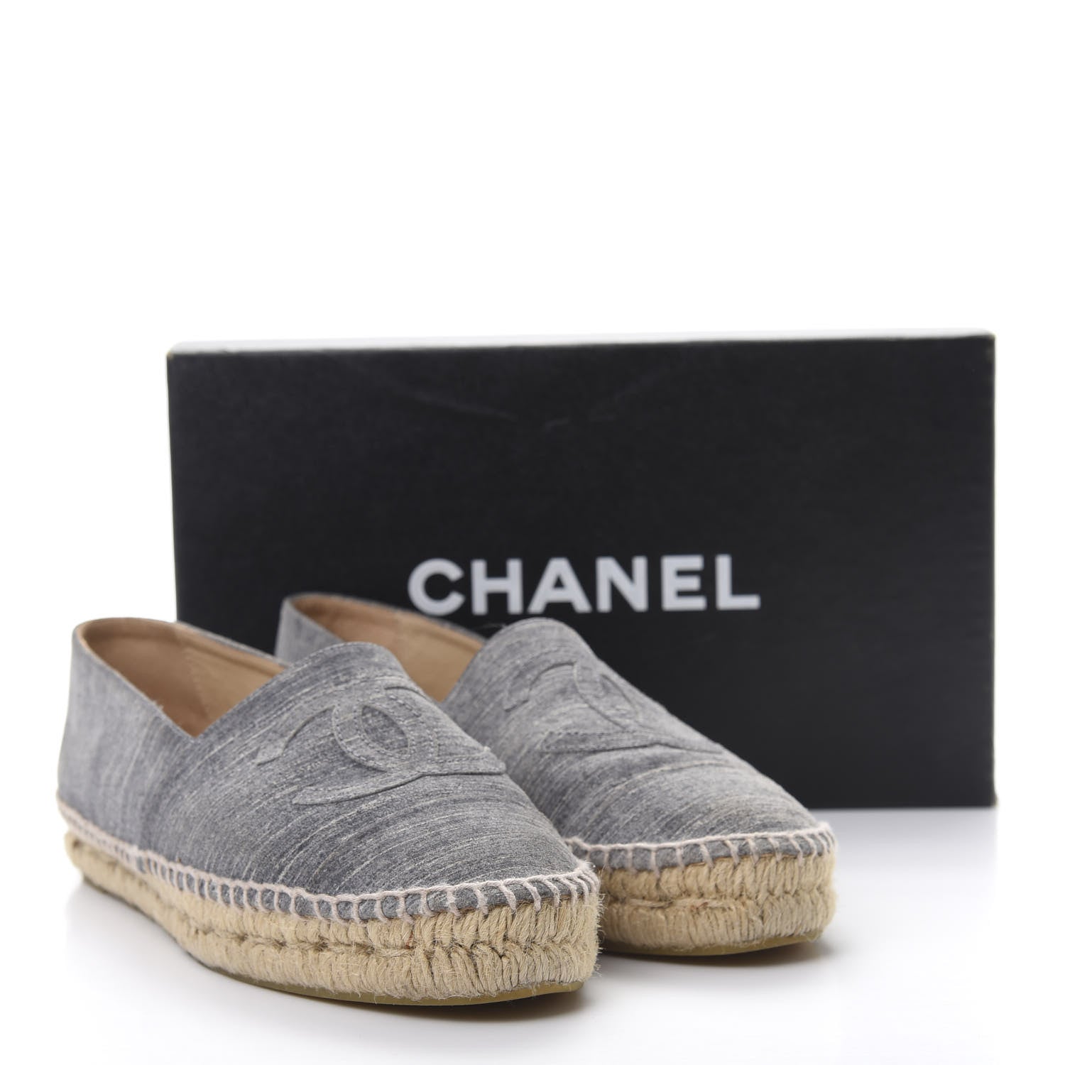 Chanel Striated Suede Espadrilles 39 Dark Grey 11 of 11