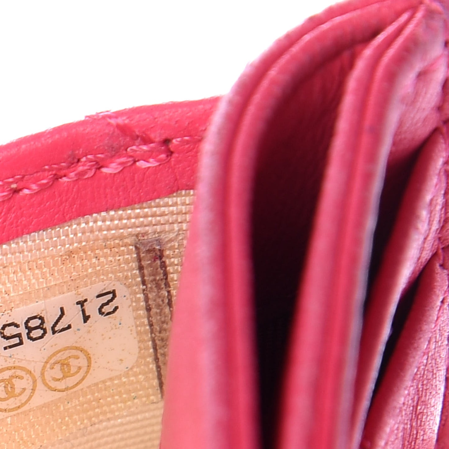 Lambskin Quilted Card Holder Pink