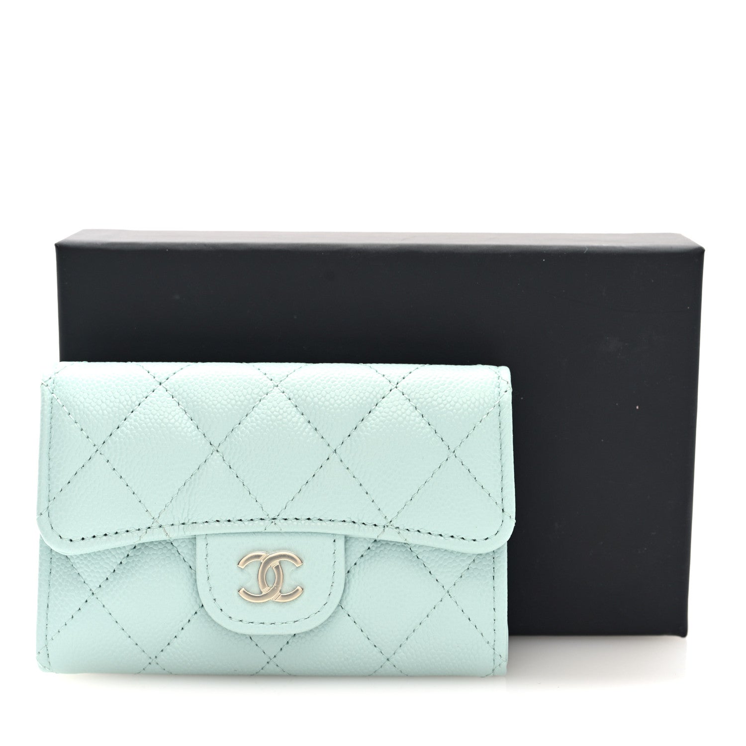 Chanel Caviar Quilted Flap Card Holder Wallet Light Blue 8 of 8