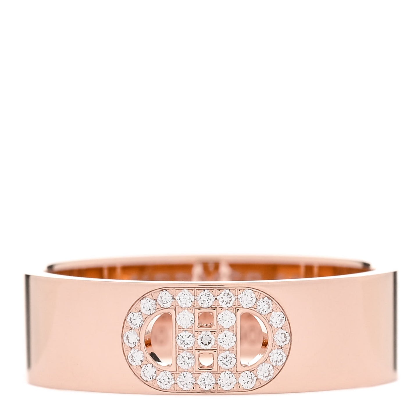 18K Rose Gold Diamond PM H D'Ancre Ring 52 6