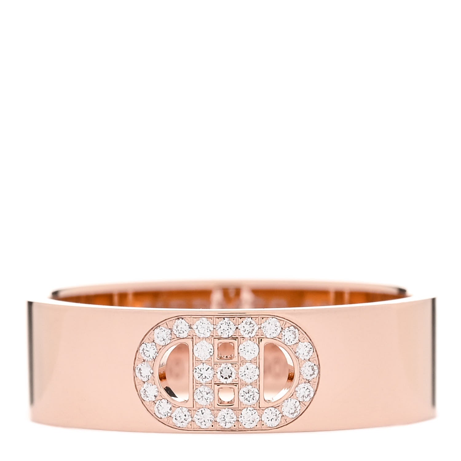 Hermes 18K Rose Gold Diamond PM H D'Ancre Ring 52 6 1 of 5