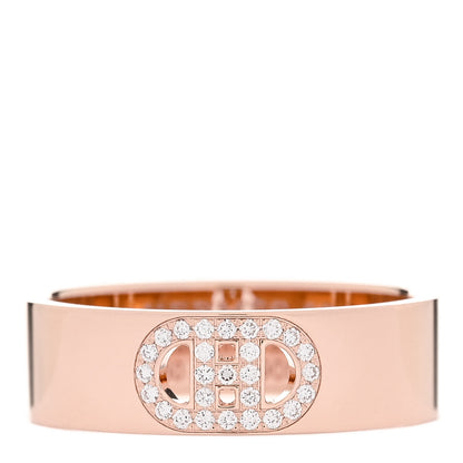 Hermes 18K Rose Gold Diamond PM H D'Ancre Ring 52 6 1 of 5