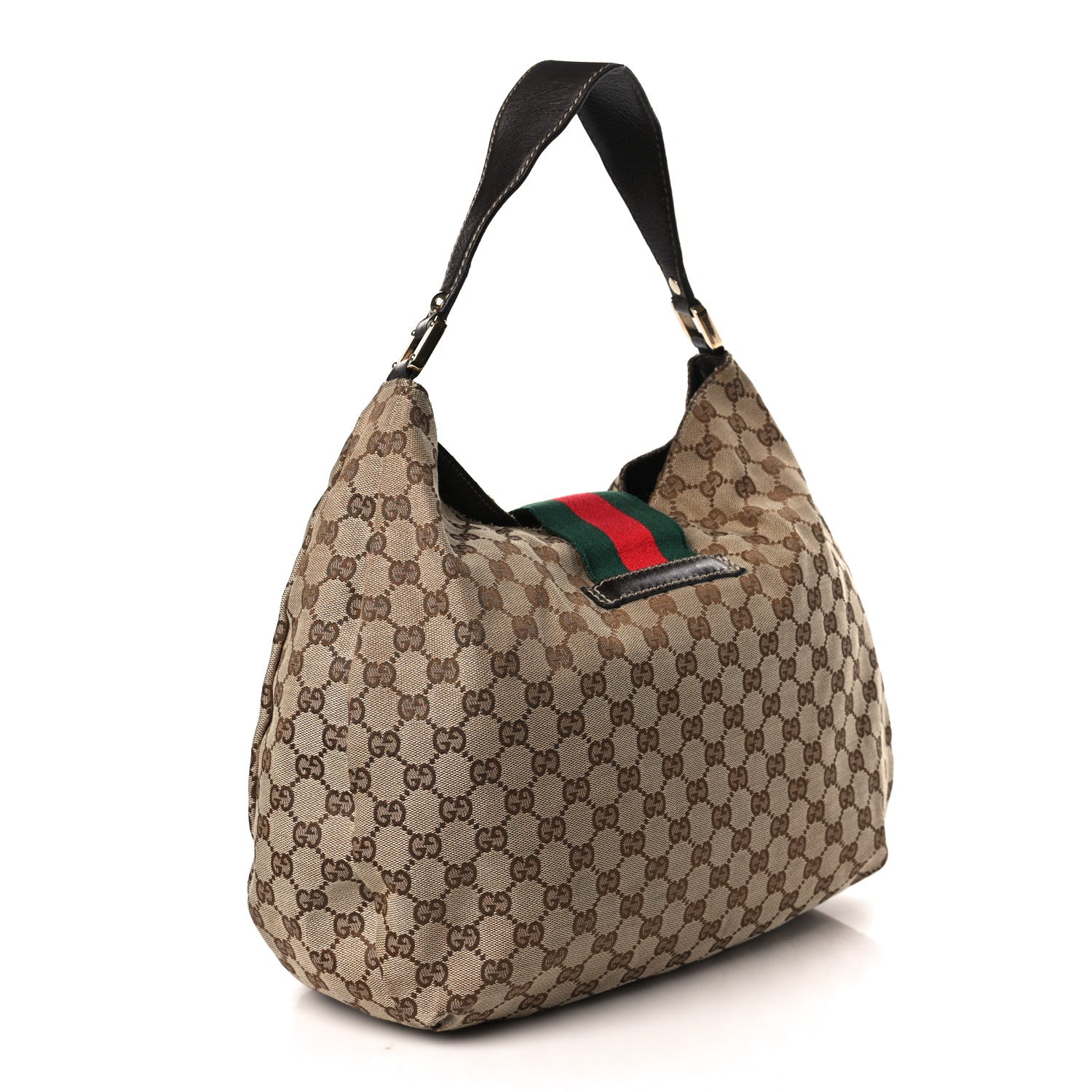 Gucci Monogram Large New Ladies Web Hobo Dark Brown 3 of 10